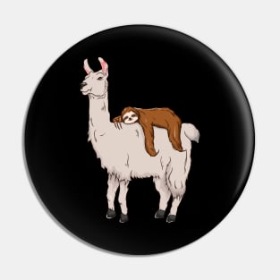 Cute & Funny Sloth Sleeping on Llama Friends Pin