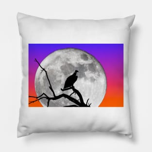 Vulture Silhouetted Against Supermoon Pillow