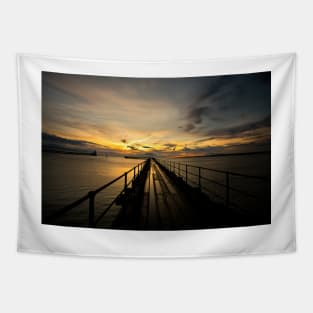 Sunrise over the Old Wooden Pier at Blyth (2) Tapestry