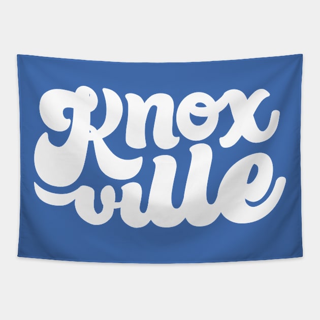 Knoxville Script - White + Blue Tapestry by jepegdesign