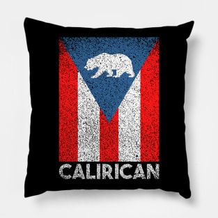 CaliRican Flag Puerto Rican California Puerto Rico Proud Pillow