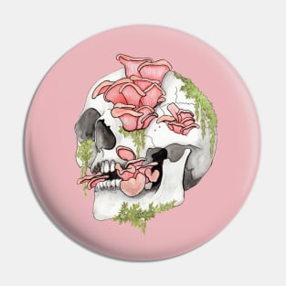 Pink Oyster Mushroom Skull Pin