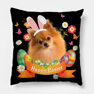 Bunny Pomeranian Dog Happy Easter Day Lover Egg Hunt Lovely Pillow