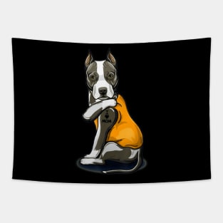 Funny Dog Staffordshire Terrier I Love mom Tattoo Tee Co T-Shirt Tapestry