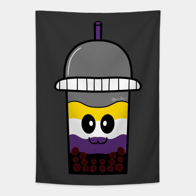 Non-Binary Boba Tapestry by AlienClownThings