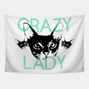 crazy cat lady blue Tapestry