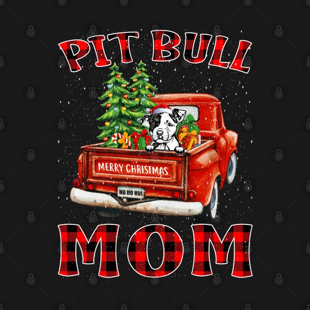 Christmas Pit Bull Mom Santa Hat Truck Tree Plaid Dog Mom Christmas by intelus