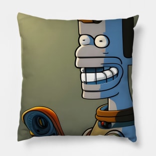 Strange smiling robot Pillow