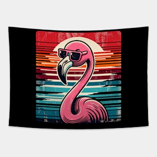 Cool Retro Flamingo in Sunglasses 70s 80s 90s Funny Flamingo Tapestry