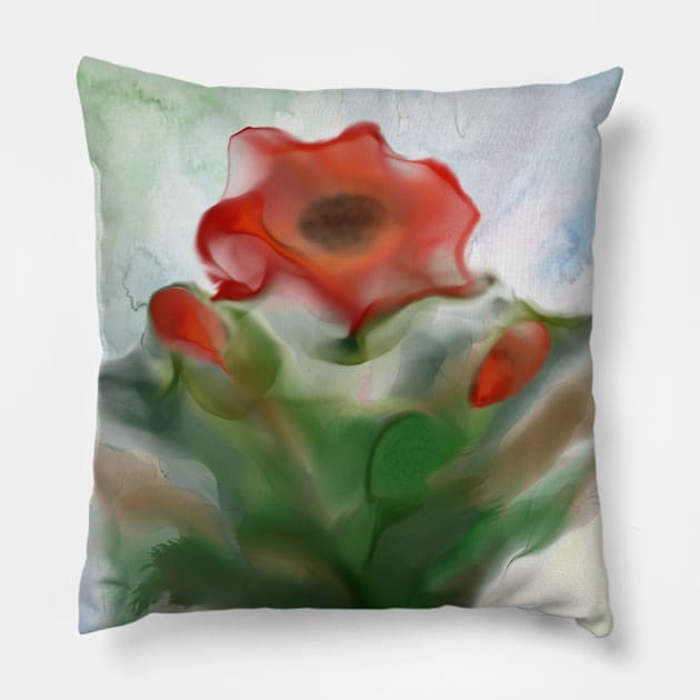 Poppy flower - botanical print Pillow by redwitchart