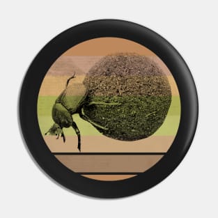 Dung Beetle with Dung Ball on Retro-style Sunset in Africa Colors Pin