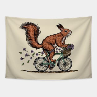 Squirrel Riding On Bike At Spring Tapestry