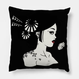 Geisha Design | Handmade Geisha Illustration | Digitally Illustrated Japanese Geisha Pillow