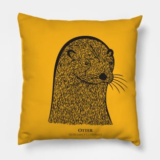 Otter with Common and Scientific Names - otter lover's design Pillow