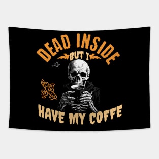 Halloween skeleton drinking coffee Tapestry