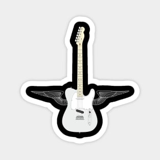 White Flying Guitar Magnet