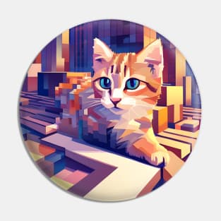 Square Pixel Kitten Pin