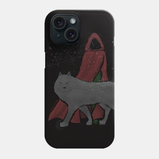 Red Riding Hood and Wolf in Snow Phone Case