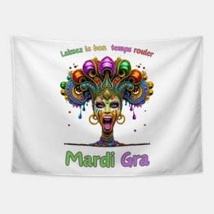 "Vintage Mardi Gras Vibes: Retro Beads Delight" - Cajun Party New Orleans Tapestry