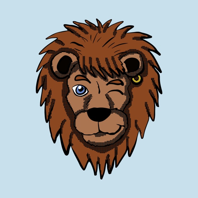 Winking Lion Head Graphic by Eric03091978