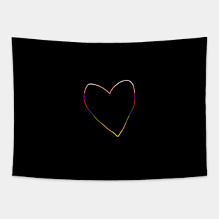 Small Unconventional Rainbow Heart Outline Tapestry