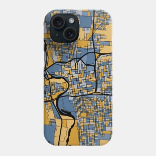 Columbus Map Pattern in Blue & Gold Phone Case