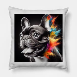 Colorful Gaze: French Bulldog Charm Pillow