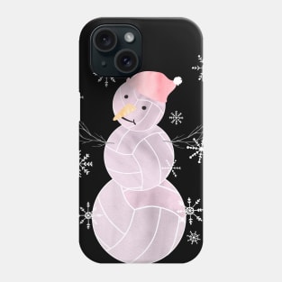 Cute Watercolor Pastel I Love Volleyball Snowman in Mauve Phone Case