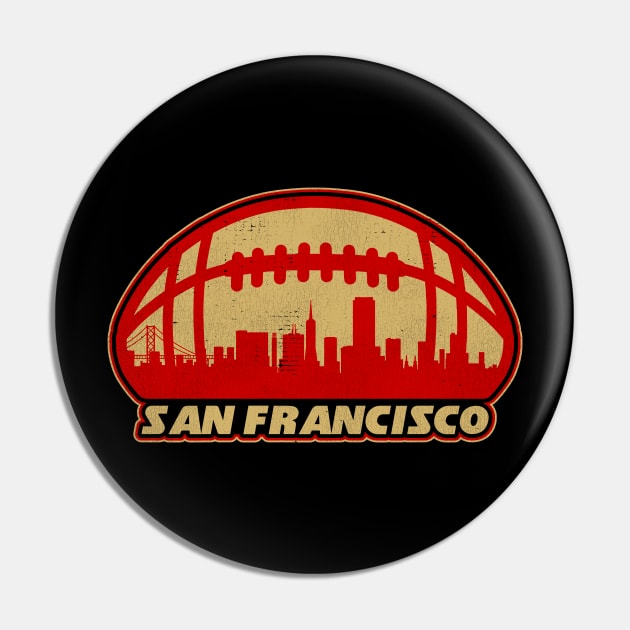 San Francisco Football Skyline Pin by darklordpug