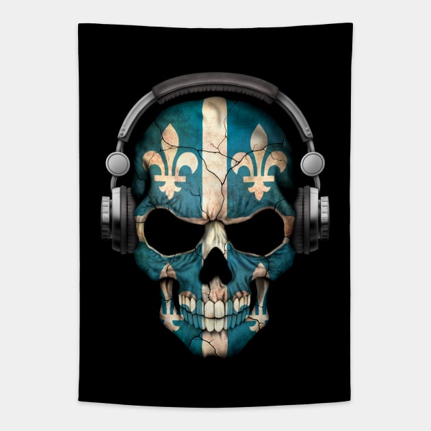 Dark Skull Deejay with Quebec Flag Tapestry by jeffbartels