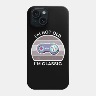 I'm not old, I'm Classic | Game Controller | Retro Hardware | Vintage Sunset | Grayscale| '80s '90s Video Gaming Phone Case