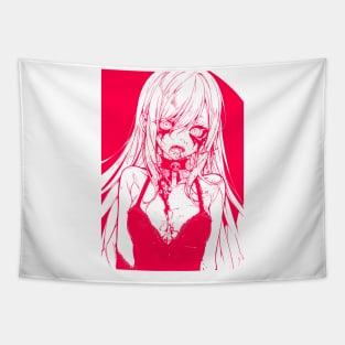 Ghoul Girl Anime Pink Ink Tapestry