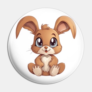 Cute Cartoon Brown Baby Bunny Rabbit Illustration Pin