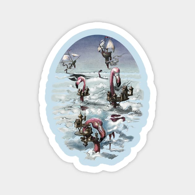 Flamingos in the Clouds Magnet by natearts