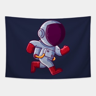 Cute Astronaut Running Cartoon Tapestry