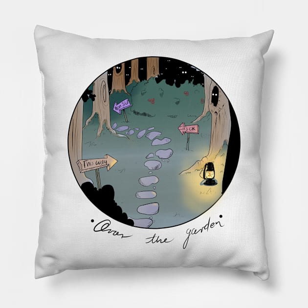 Over the garden Pillow by Black Bell Art