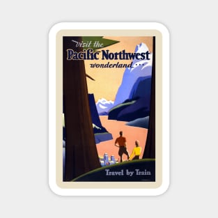 Vintage Travel By Train To The Pacific Northwest Wonderland Magnet