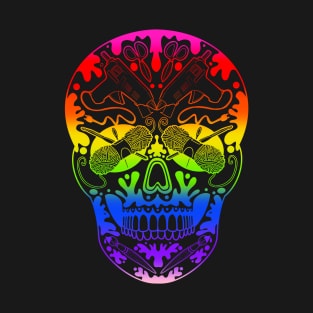 Rainbow Sugar Skull Art Supply T-Shirt