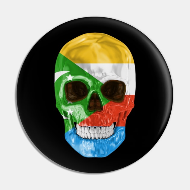 Comoros Flag Skull - Gift for Comoran With Roots From Comoros Pin by Country Flags