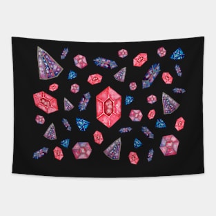 Pink gemstones pattern (black version) Tapestry