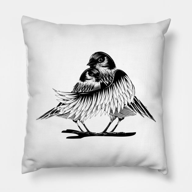 two birds in love Pillow by Kisho