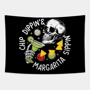 Retro Funny Cinco De Mayo Celebration Margarita Sippin Skeleton Tapestry