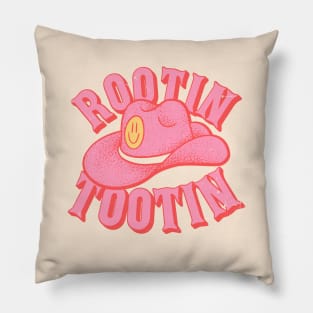 Rootin Tootin | Cowboy Hat Pink Cowgirl Hat Smiley Face Cheer Saying Quote Pillow