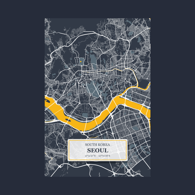 Seoul South Korea City Map with GPS Coordinates Seoul South Korea