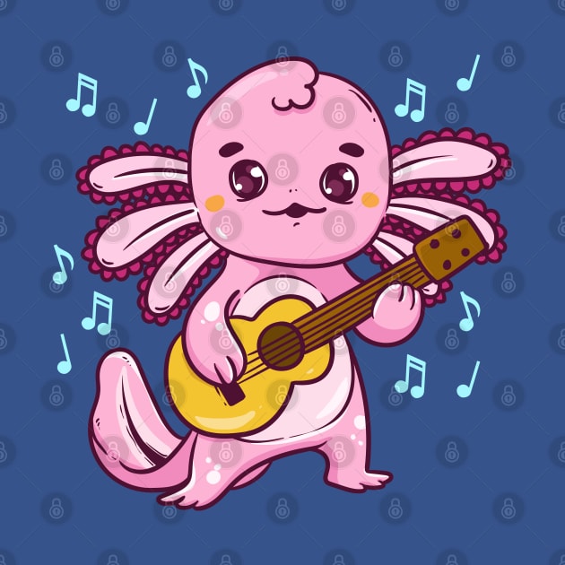 Axolotl Guitar Player Musician Guitarist by E