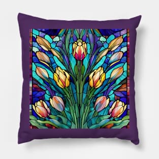 Stained Glass Tulips Pillow