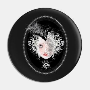 Victorian dolls portrait Pin