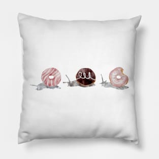 Toasted Mauve Donut Snails Watercolor Pillow