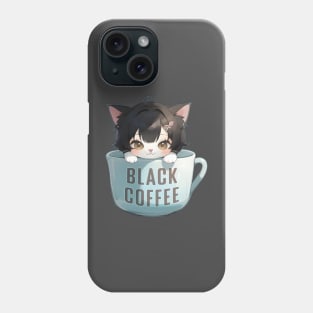 Anime Cup Cat Black Coffee Phone Case