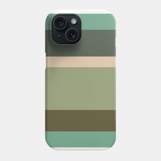 An exquisite patchwork of Soldier Green, Dark Vanilla, Grey/Green, Greyish Teal and Ebony stripes. Phone Case